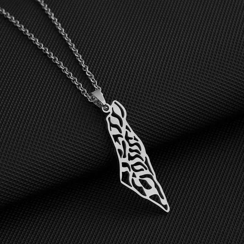 Authentic Palestinian Map/Olive Branch Necklace - Gold or Silver