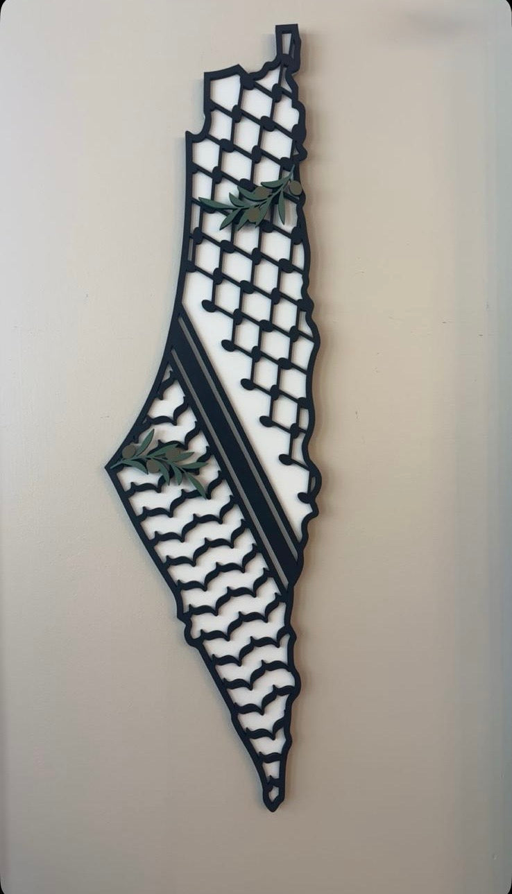 Four foot wood Palestine kuffeya map custom made to order