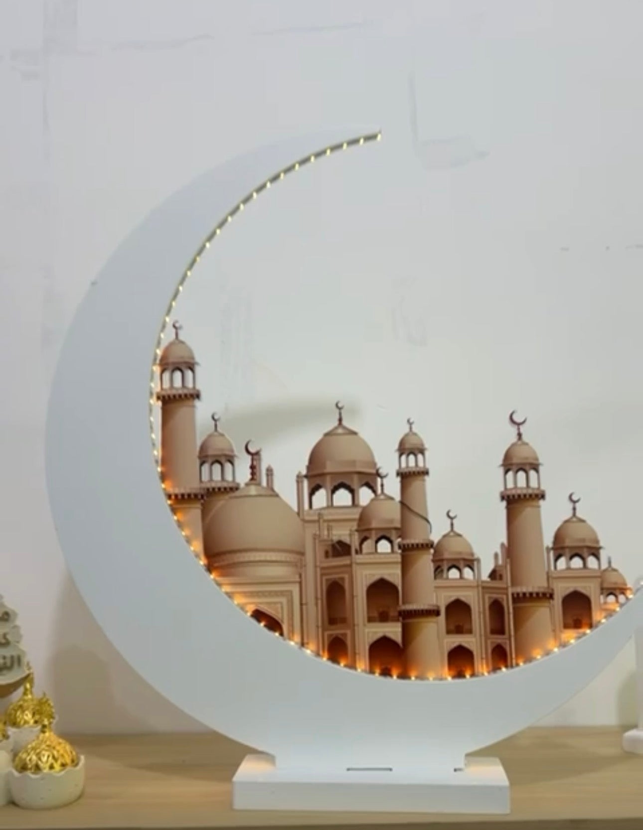 Ramadan Crescent Moon Mosque LED Table Decor (Battery Powered)