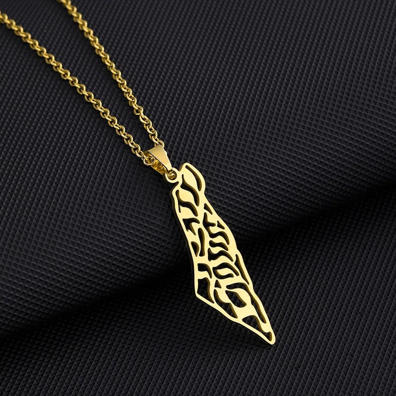 Authentic Palestinian Map/Olive Branch Necklace - Gold or Silver
