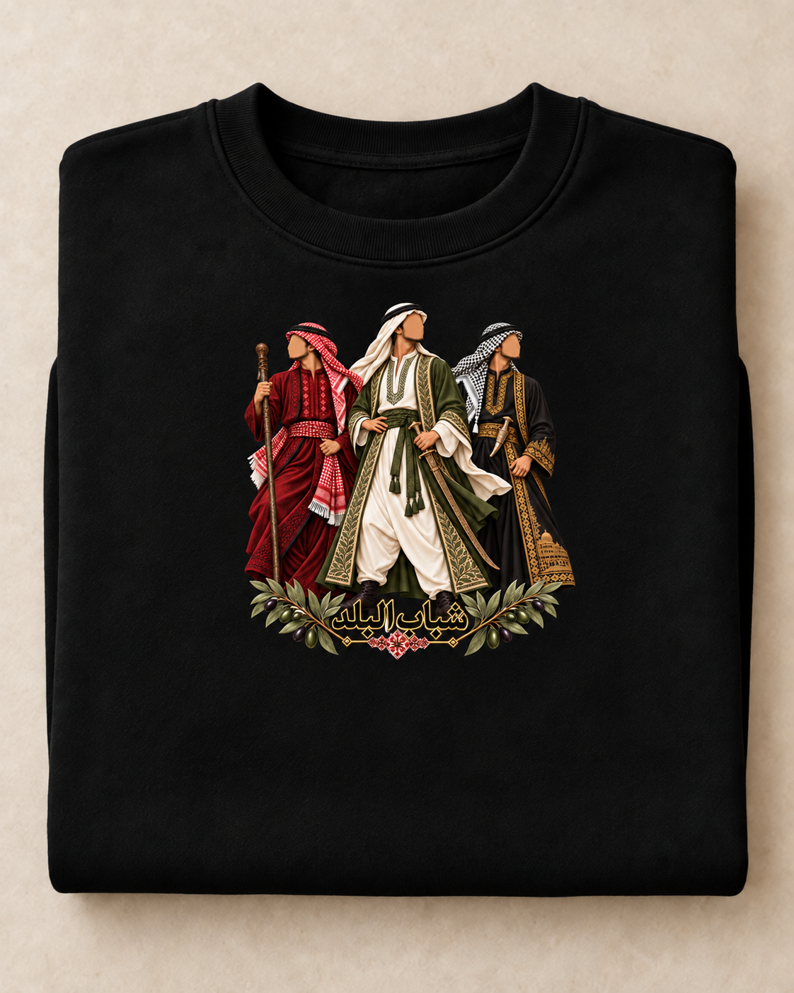 Shabab Al Balad Palestinian Hoodie or Crewneck – Black Heritage Sweatshirt