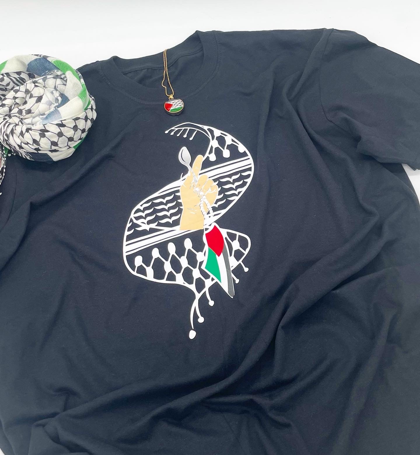 Free palestine Palestinian hoodie kufiya spoon design