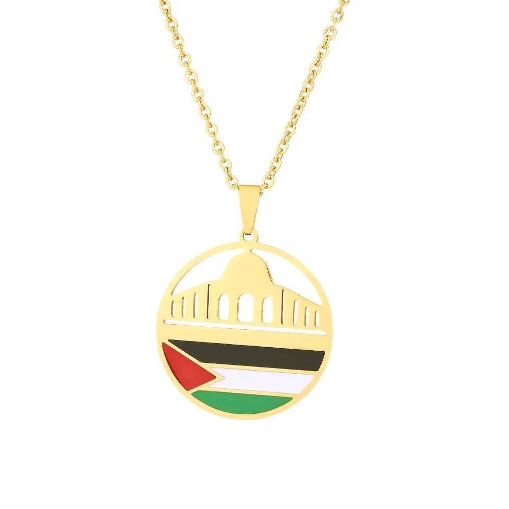GOLD Palestine necklace Masjid Aqsa