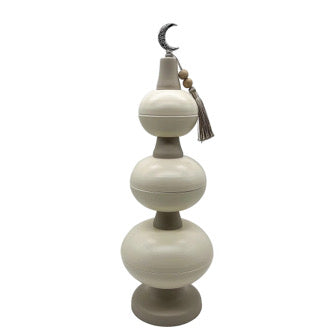 White Metal Ramadan Crescent Finial Decor (2 Sizes)