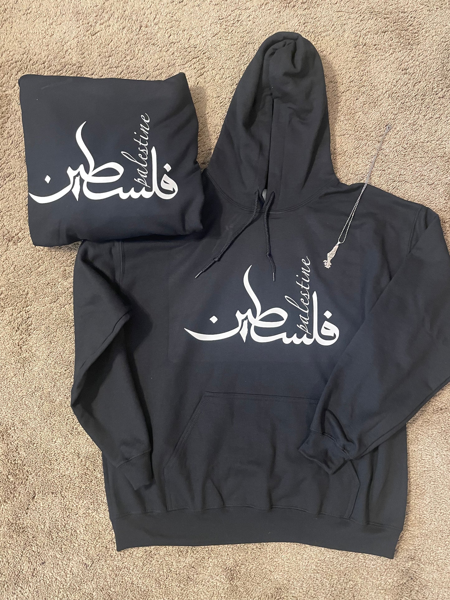 Palestine Calligraphy Hoodie - Arabic/English - Unisex