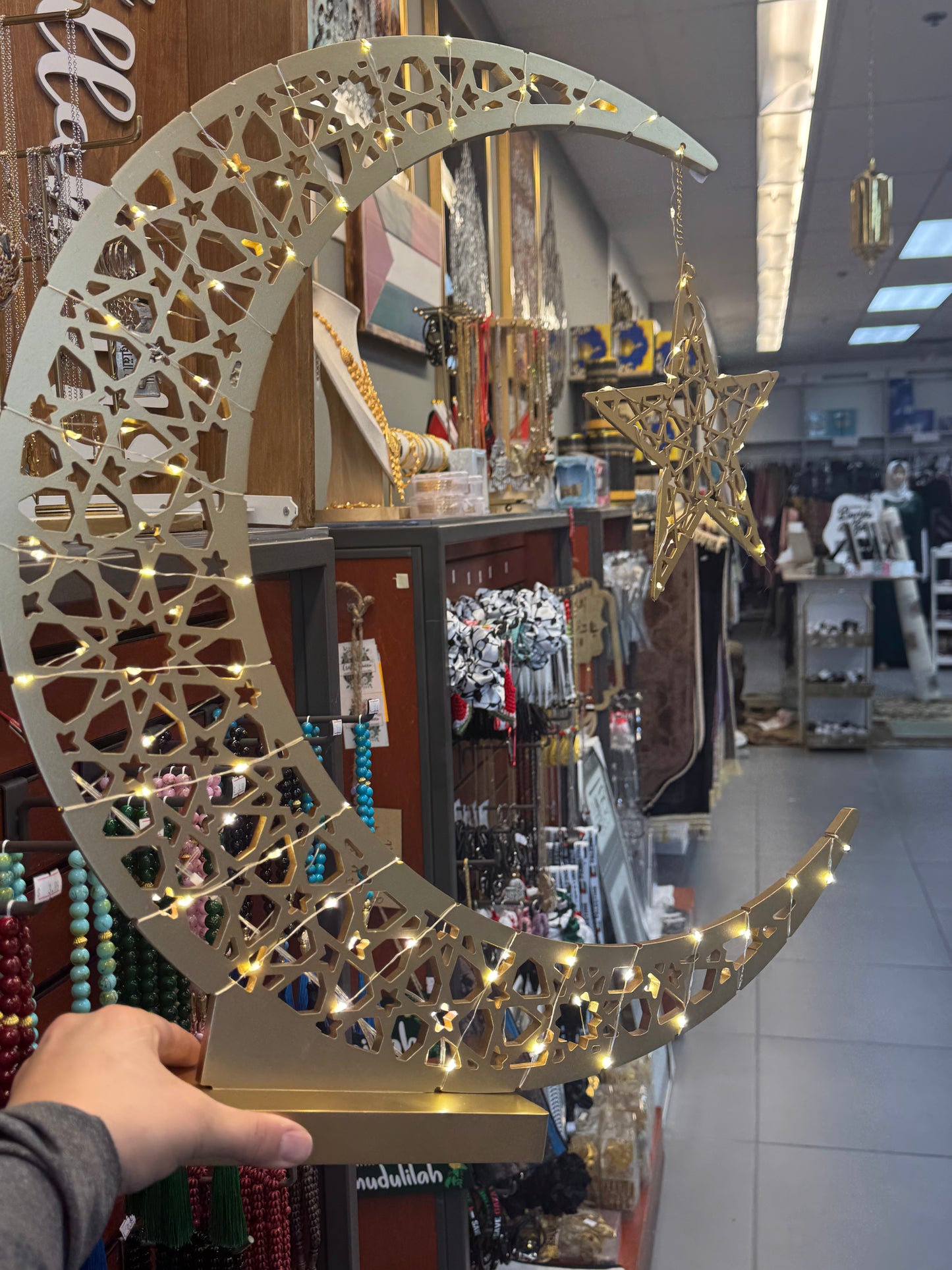 Golden LED Ramadan Stand Moon