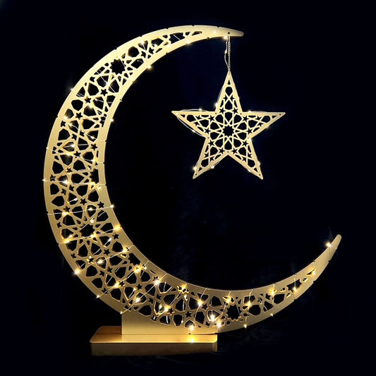 Golden LED Ramadan Stand Moon