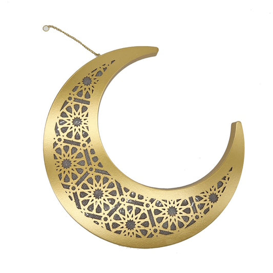 Ramadan Gold Hanging Moon LED ( Battery operated only )