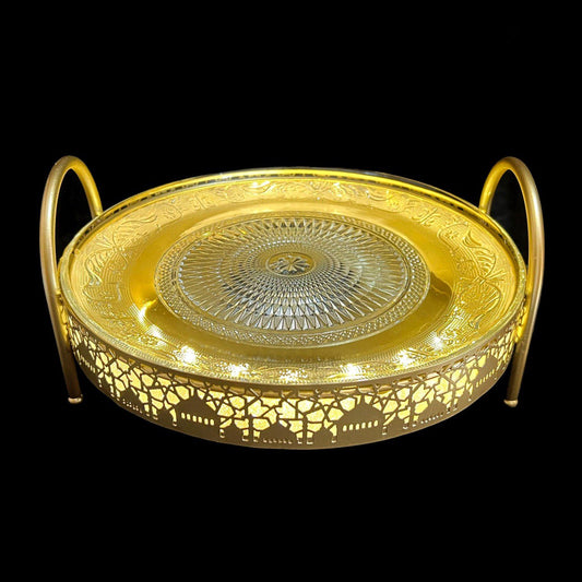 Gold LED Lit Glass Tray